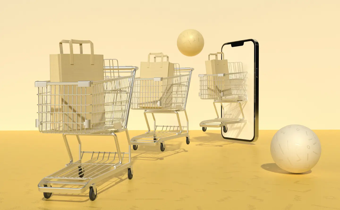 cart in a phone representing e-commerce